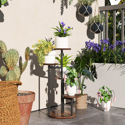 Outsunny Estantería Para Plantas De 5 Niveles De Madera 43x43x70 Cm Carbonizado_3
