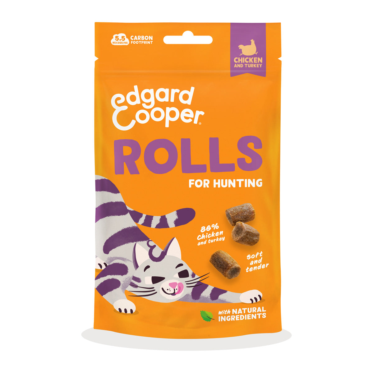 Rolinhos de Frango e Peru - Snacks Naturais para Gatos 45g