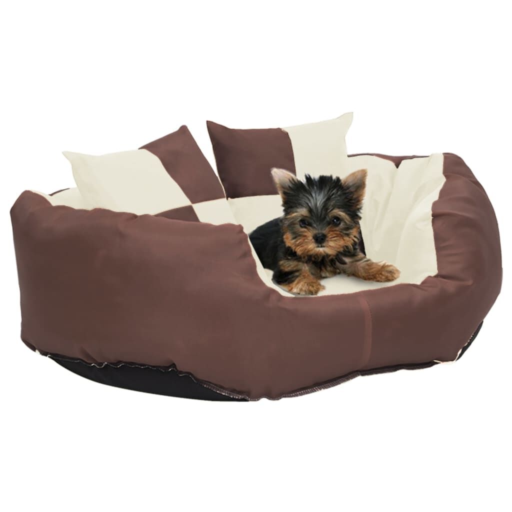 Vidaxl Cojín Para Perro Reversible Y Lavable Marrón Y Crema 65x50x20cm_1