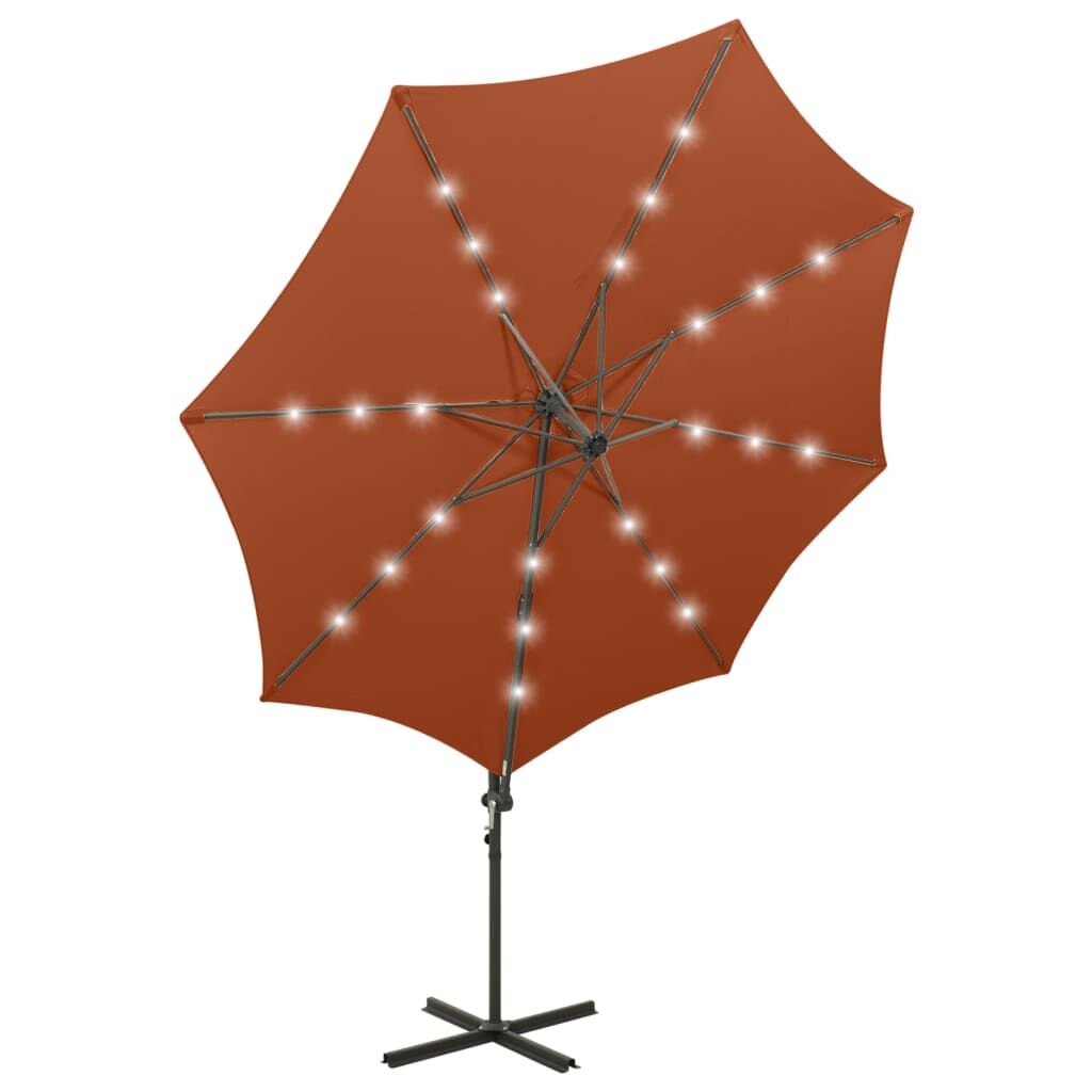 Vidaxl Sombrilla Jardín Voladiza Con Palo Y Luces Led Terracota 300 Cm_4
