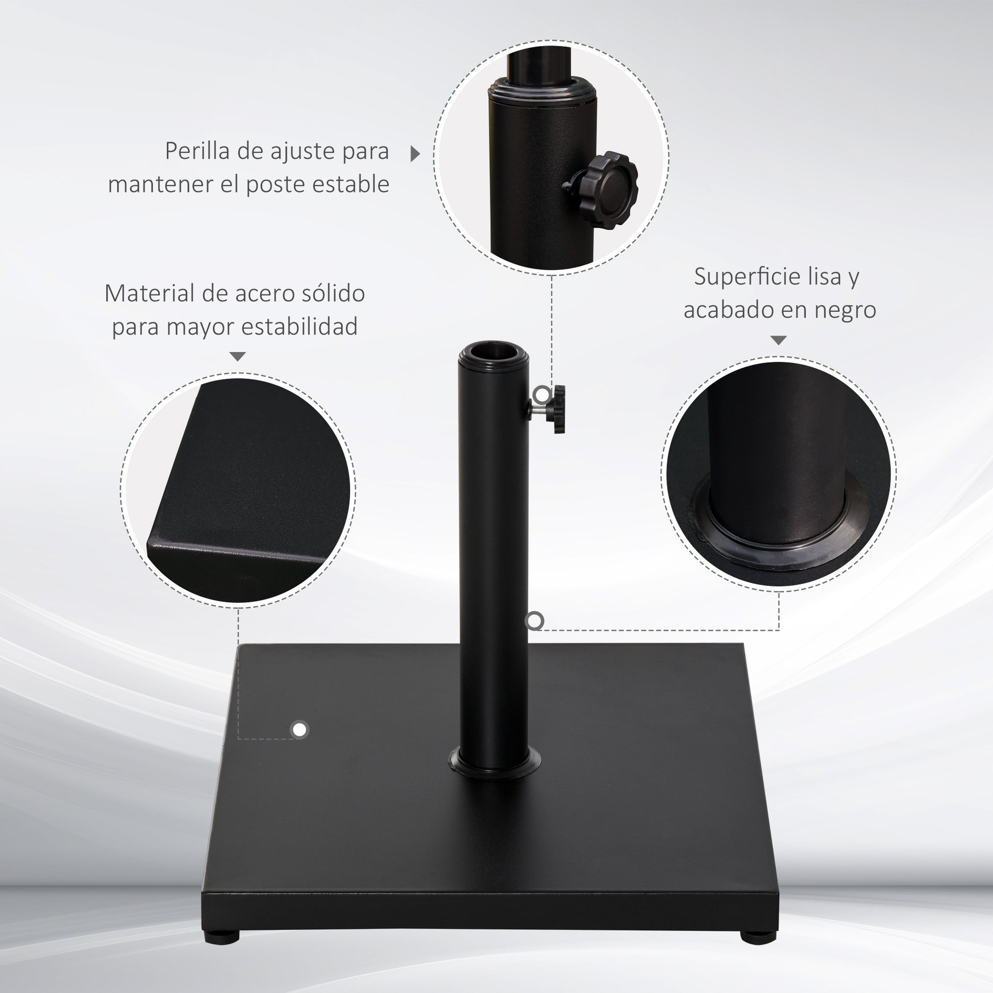 Outsunny Base Para Sombrillas De Terraza Con Rueda Para Ajustar Metal 45x45x39cm_5