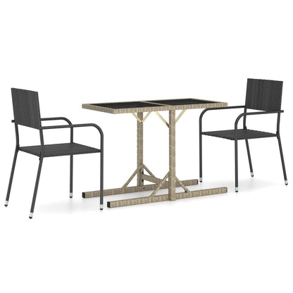Vidaxl Juego De Comedor Para Jardín 3 Piezas Negro_0