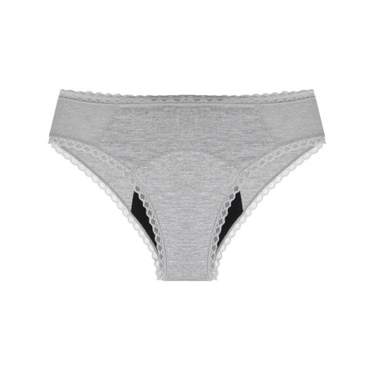 Cueca menstrual My Alma em algodão orgânico e bambu, cinzento, tamanho M