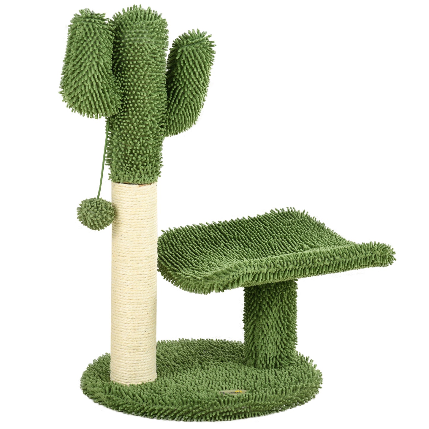 Pawhut Árbol De Cactus Para Gatos 55,5 Cm Con Postes De Sisal Cama Bola Verde_0