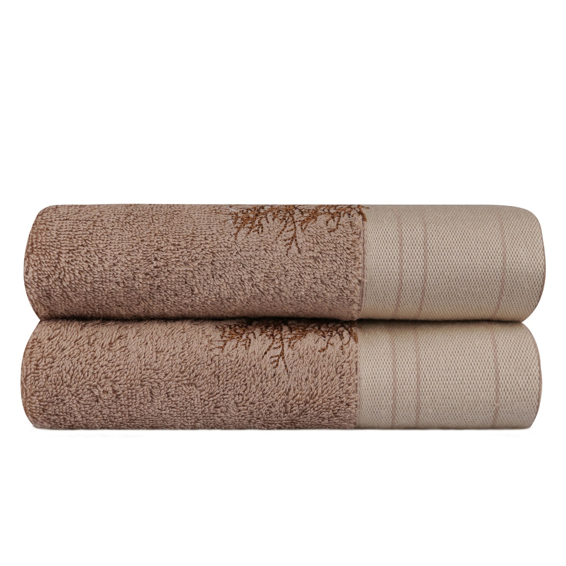 Juego De Toallas De Baño (2 Piezas) Marrón Claro Y Crema_1