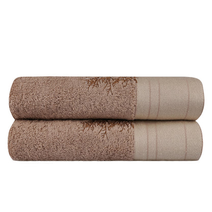 Juego De Toallas De Baño (2 Piezas) Marrón Claro Y Crema_1