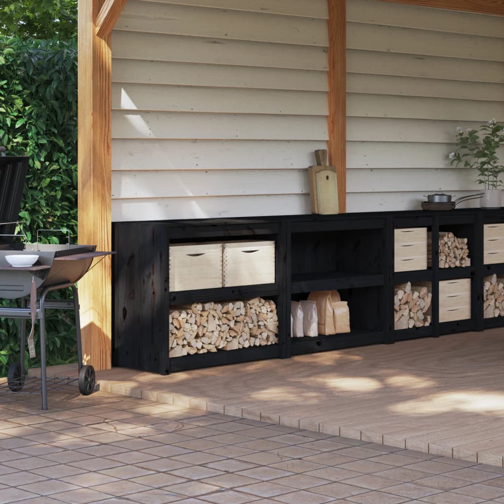 Muebles De Cocina De Exterior 2 Pzas Madera Maciza Pino Negro_0