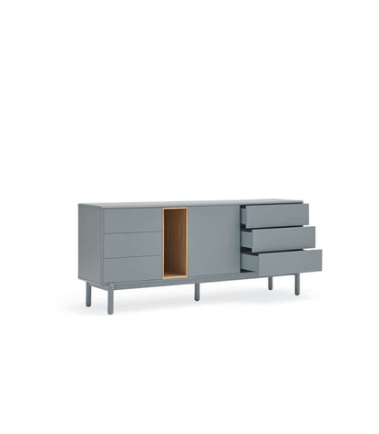 Mueble Aparador Para Comedor Modelo Corvo 1 Puerta 6 Cajones Acabado Gris Perla, 40cm(anch_3