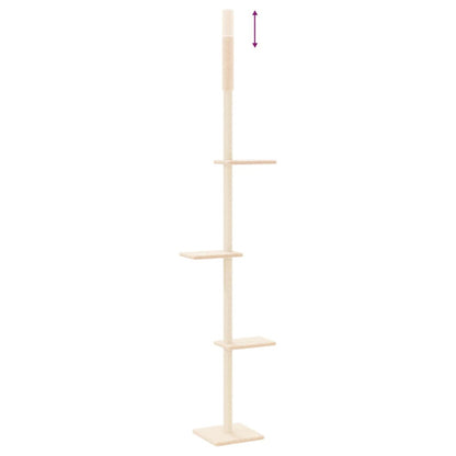 Vidaxl Árbol Rascador Para Gatos De Suelo A Techo Crema 267,5-297,5 Cm_5