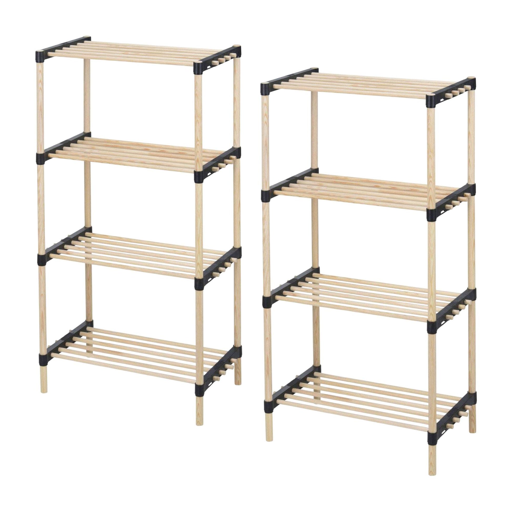 Well Home - Pack 2 Zapateros 4 Estantes Madera Y Metal_0