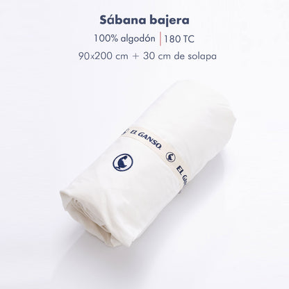 Sábana Bajera 90x200cm Blanca 100% Algodón 180tc. Elegancia Con Logo Bordado._1