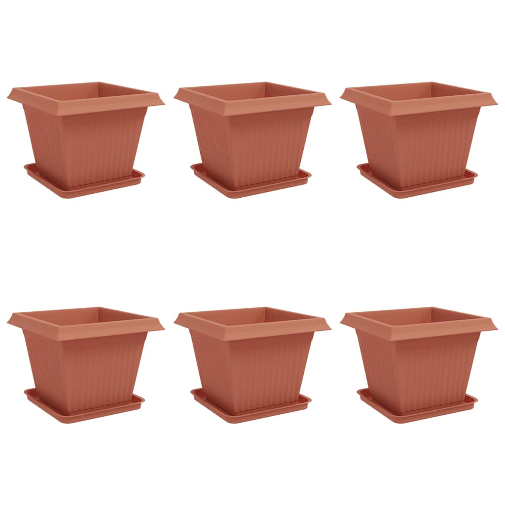 Macetas 6 Uds. Rojo Ladrillo Plástico_0
