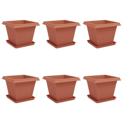 Macetas 6 Uds. Rojo Ladrillo Plástico_0