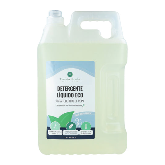 Detergente líquido para roupa Planeta Huerto Eco com aroma natural de roupa lavada, 5 litros