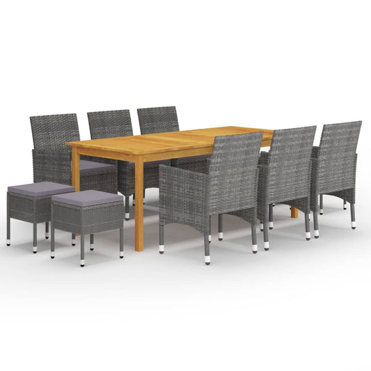 Vidaxl Juego De Comedor De Jardín De 11 Piezas Gris_0