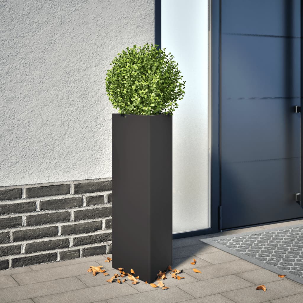 Jardineras Triangulares 2 Uds Acero Negro 30x26x75 Cm_1