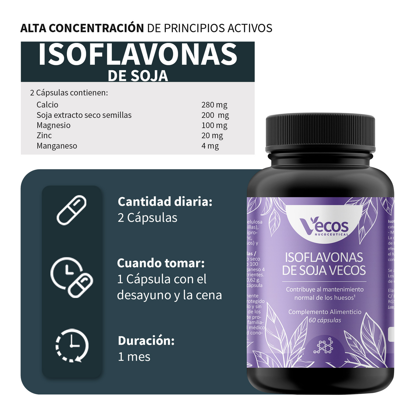 Isoflavonas De Soja 86 Mg Vecos 60 Cápsulas | Bienestar En La Menopausia Y Equilibrio Hormonal | Con Vitamina B6_2