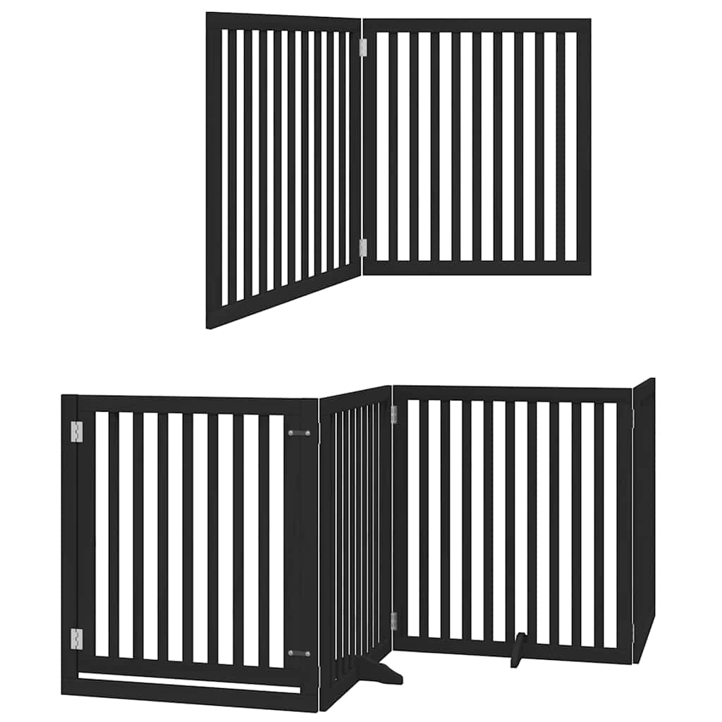 Vidaxl Puerta De Perros Plegable 8 Paneles Madera Álamo Negra 640 Cm_2