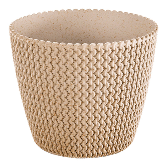 Macetero Color Ocre,sin Depósito , Colección Splofy Eco Wood De 18,7cm X 18,7cm X 15,8cm Cm, Capacidad De 3 L.