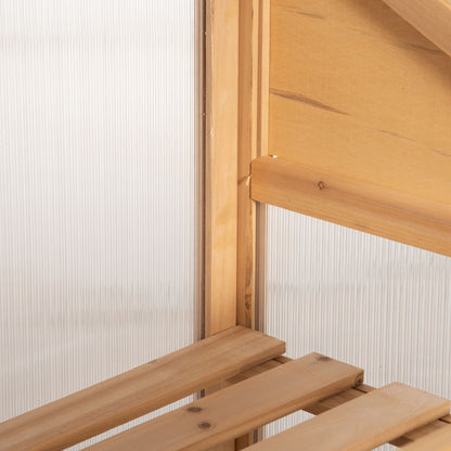 Outsunny Invernadero De Madera Con Paneles De Policarbonato 70x50x120 Cm Natural_3