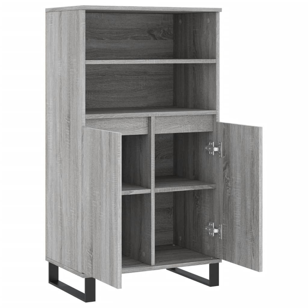 Aparador Alto De Madera Contrachapada Gris Sonoma 60x36x110 Cm / Vetonek_2