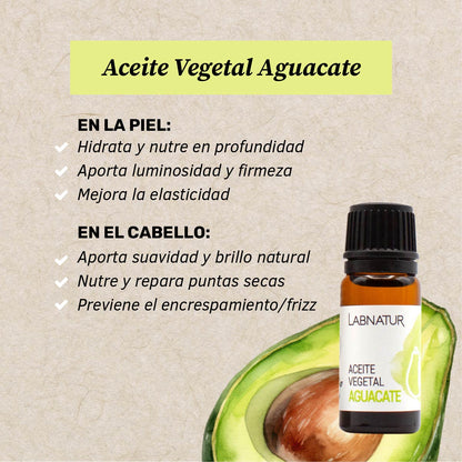 Aceite Vegetal de Aguacate 100% Puro Labnatur 10 ml | Nutre, Hidrata y Suaviza | Rostro, Cuerpo y Cabello | Vegano_1