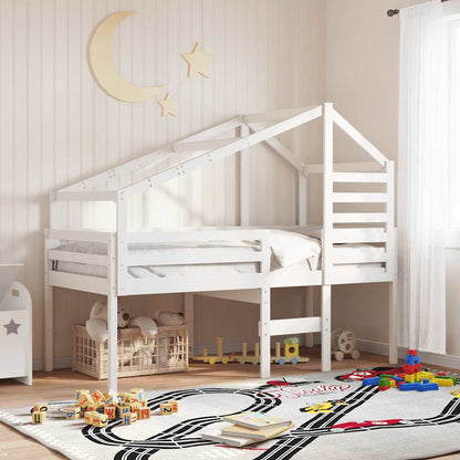 Techo De Cama Infantil Madera Maciza Pino Blanco 188x97x113 Cm_1