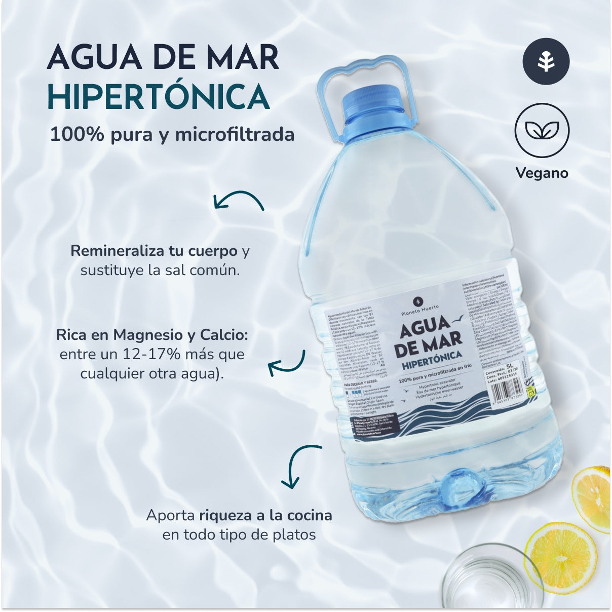 Água do Mar Hipertónica Planeta Huerto Garrafa 5 L