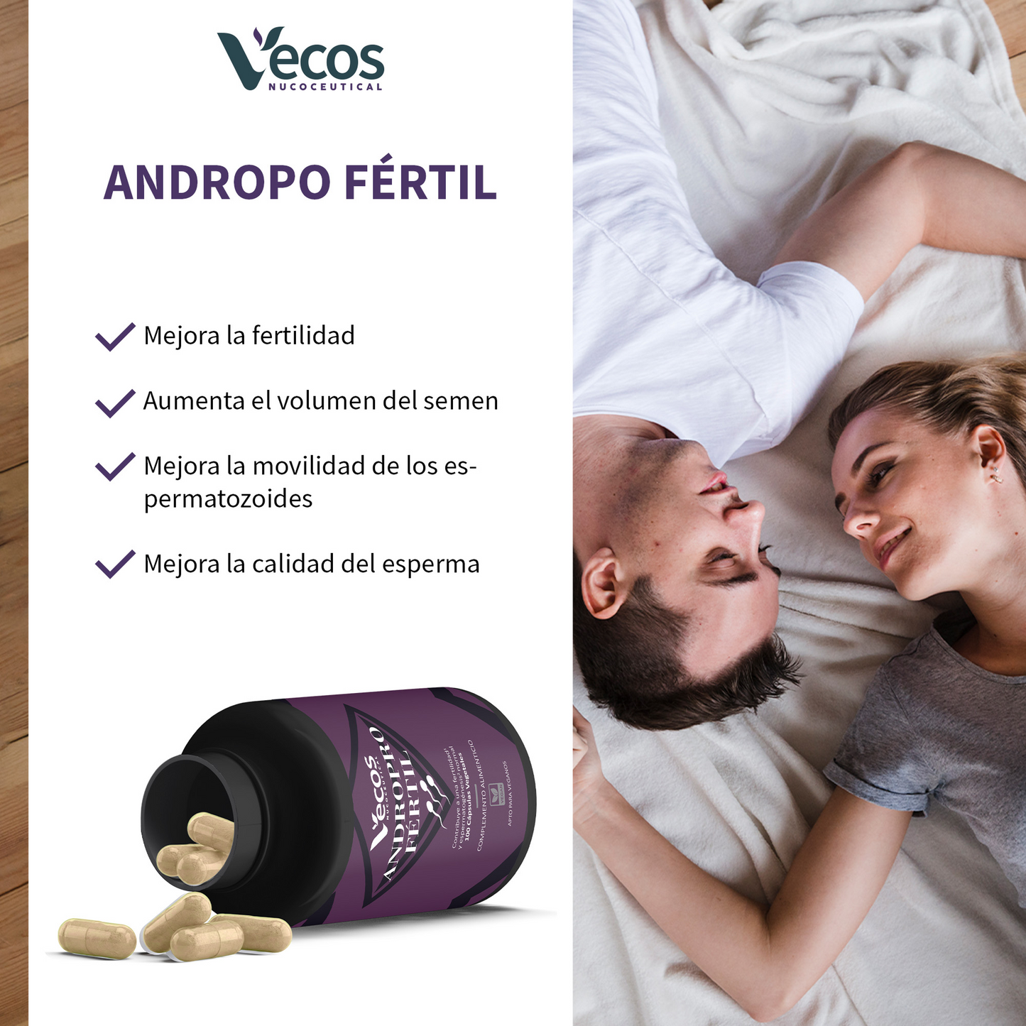 AndroPro Fértil VECOS (100 cápsulas) | Fertilidad y reproducción masculina | Zinc + Selenio y L-carnitina_3