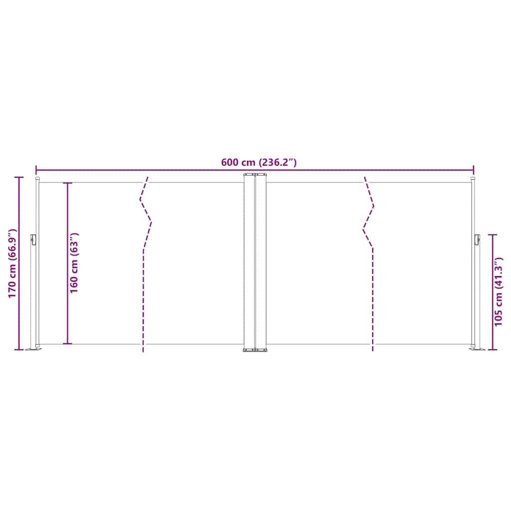 Vidaxl Toldo Lateral Retráctil Marrón 170x600 Cm_2