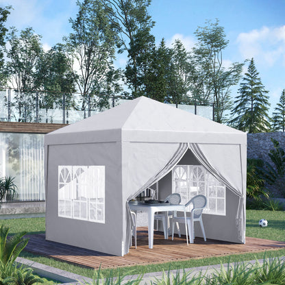 Outsunny Conjunto De 1 Carpa Plegable 3x3 M Y 2 Paredes Laterales 3x2 M Blanco_1