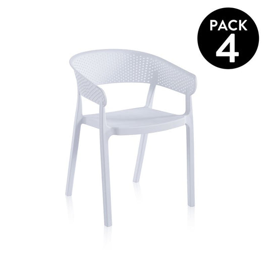 Pack 4 Sillas De Exterior Diza Polipropileno, Blanco, 54 X 73,5 X 50,5_0
