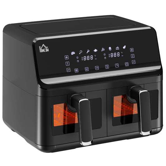 Homcom Freidora Sin Aceite Doble 8l 2500w Con 8 Programas 38,5x38x30,5 Cm Negro_0
