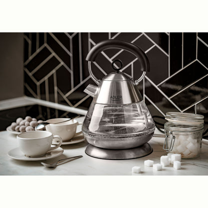 Hervidor Agua Eléctrico 1,5 Litros Jarra Cristal Inalámbrica Retroiluminada, Apagado Automático Adler Ad 1282, 2200w_1