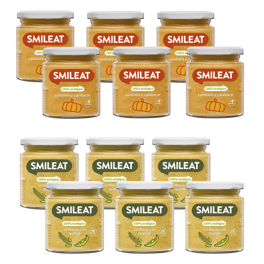 Embalagem x12 frascos de vegetais 6m+ Smileat