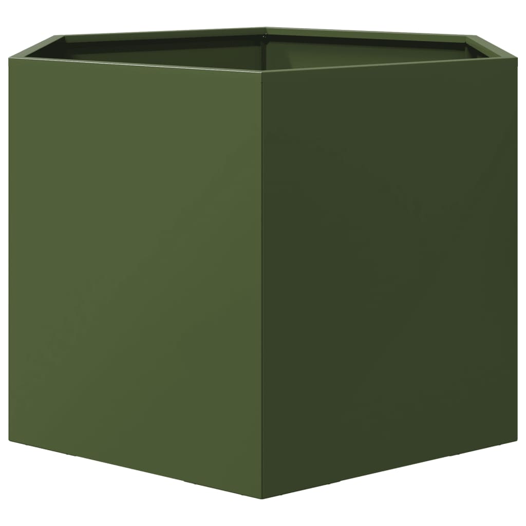 Jardinera Hexagonal De Acero Verde Oliva 69x60x45 Cm_3