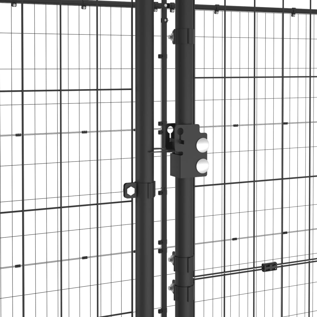 Vidaxl Perrera De Exterior De Acero Con Techo 12,1 M²_4
