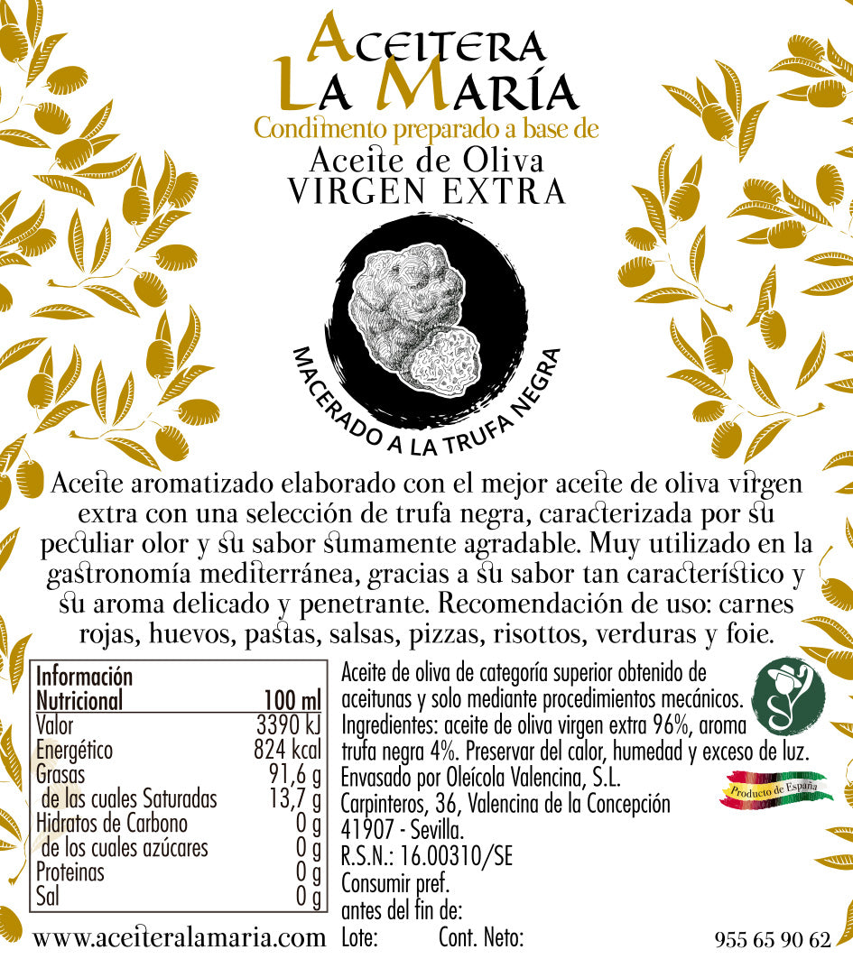 Aceite De Oliva Virgen Extra Macerado A La Trufa Negra 25 Cl Cristal_2