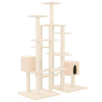 Vidaxl Rascador Para Gatos Con Postes De Sisal Color Crema 145 Cm_4
