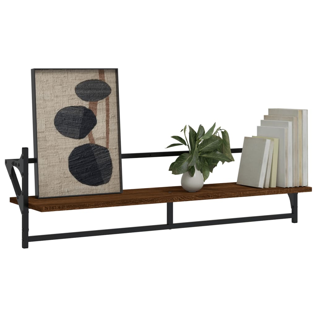 Estantes De Pared Con Barras 2 Uds Marrón Roble 100x25x30 Cm / Vetonek_1