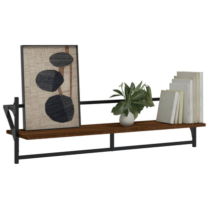 Estantes De Pared Con Barras 2 Uds Marrón Roble 100x25x30 Cm / Vetonek_1