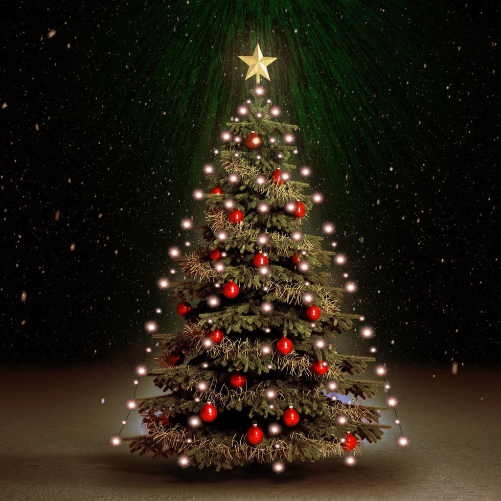 Vidaxl Red De Luces Para Árbol De Navidad 210 Led Blanco Cálido 210 Cm_1