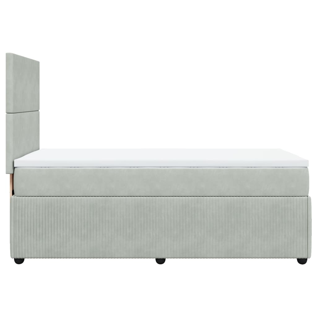 Cama Box Spring Con Colchón Terciopelo Gris Claro 80x200 Cm / Vetonek_4