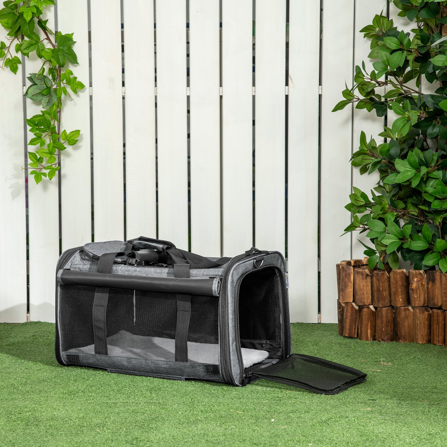 Pawhut 4 En 1 Transportadora Para Mascotas Con Ruedas 50x31x37 Cm Gris_1