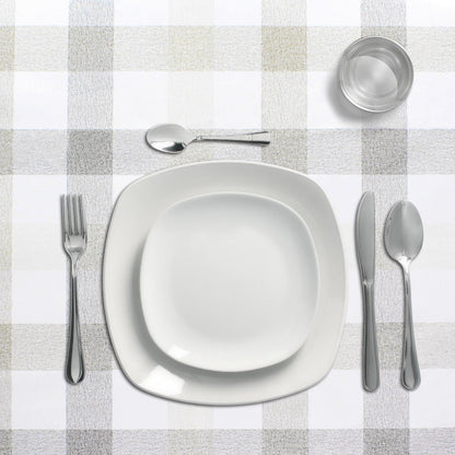 Mantel Hule Rectangular Cuadros Beige Impermeable Antimanchas Pvc 140x250 Cm.  Recortable Uso Interior Y Exterior