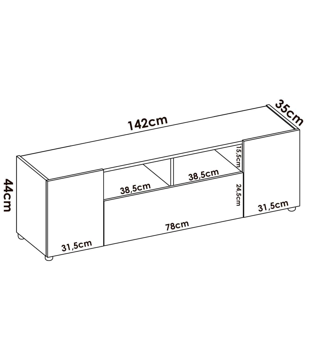 Mueble De Televisión Lun En Blanco-nordicl 47 Cm(alto)155 Cm(ancho)43 Cm(fondo)_3
