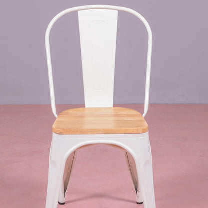 Silla Metálica Con Asiento De Madera De Olmo - Bistro_3