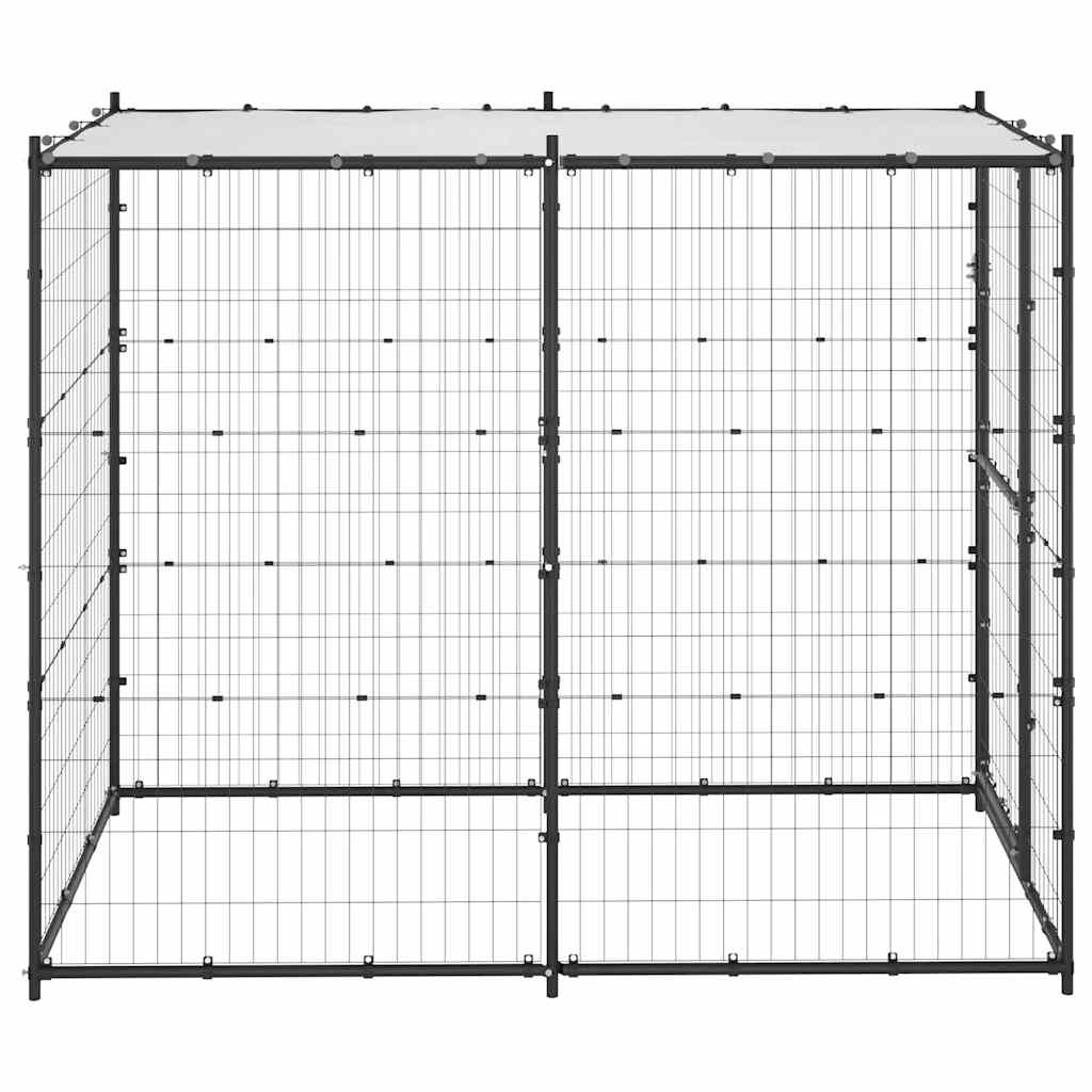 Perrera De Exterior De Acero Con Techo 110x220x180 Cm_2