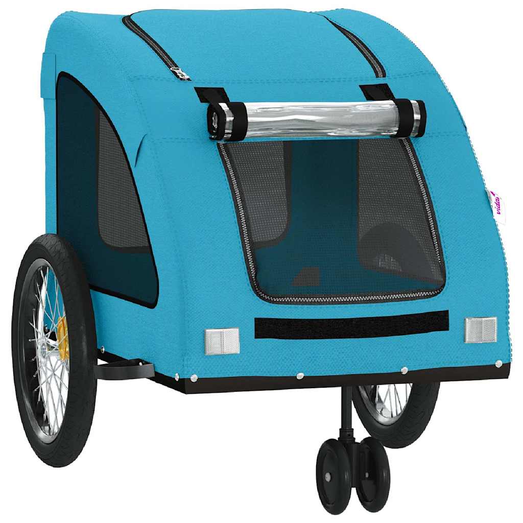 Remolque De Bicicleta Mascotas Hierro Tela Oxford Azul_4