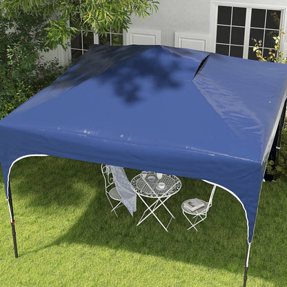 Outsunny Carpa Plegable 3x3 M Altura Ajustable 1 Pared Lateral Azul_4